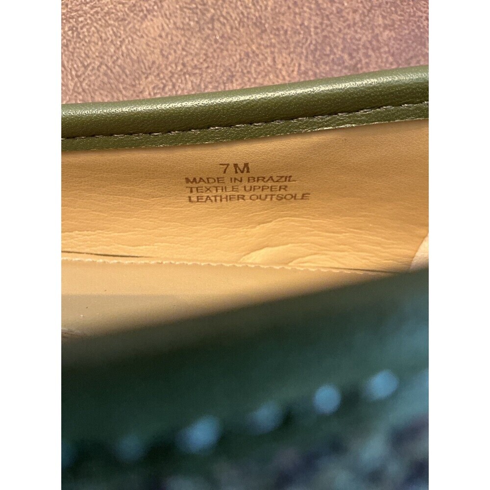 Talbots Womens Flat Shoes Size 7 M. Fabric and leather green Made in Brazil - Picture 9 of 10